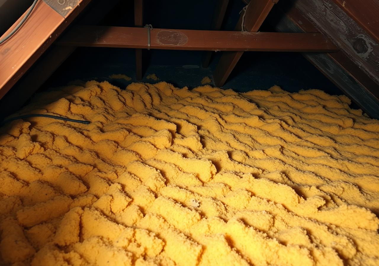 Before: old fiberglass insulation